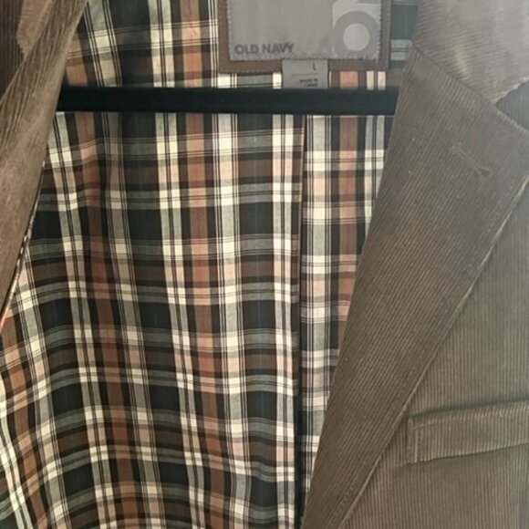 Old Navy Men's Corduroy Blazer Sport Coat Sz L Faded Dark Brown Plaid Lined NWOT - Picture 4 of 13